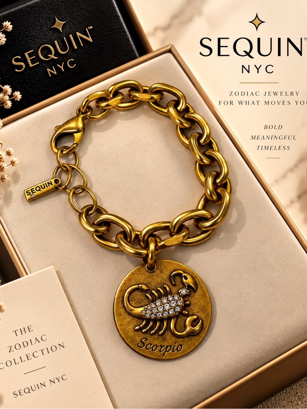 Scorpio Gold Chain Charm Bracelet